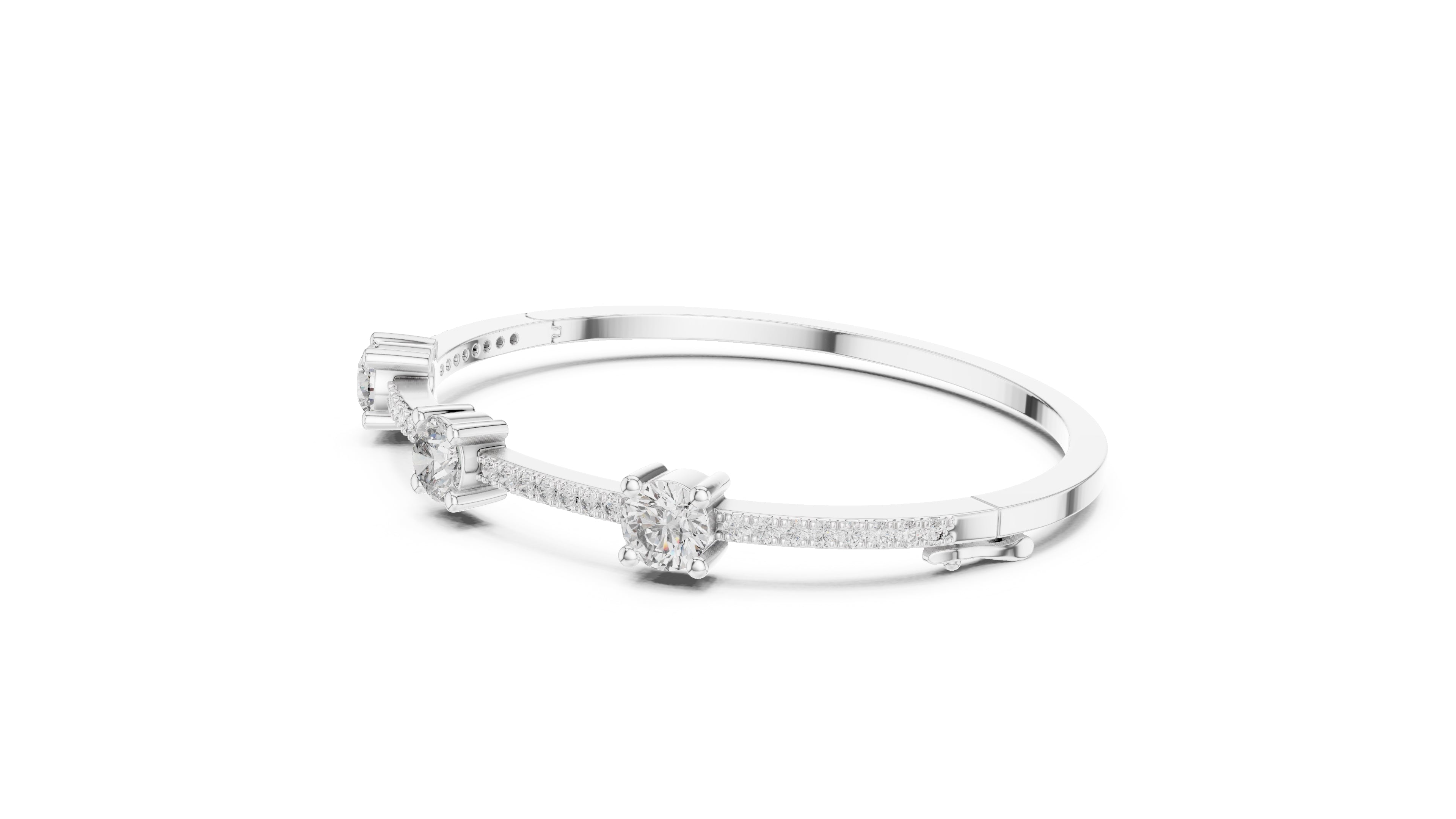 Triad Pavé Station Bangle White Gold