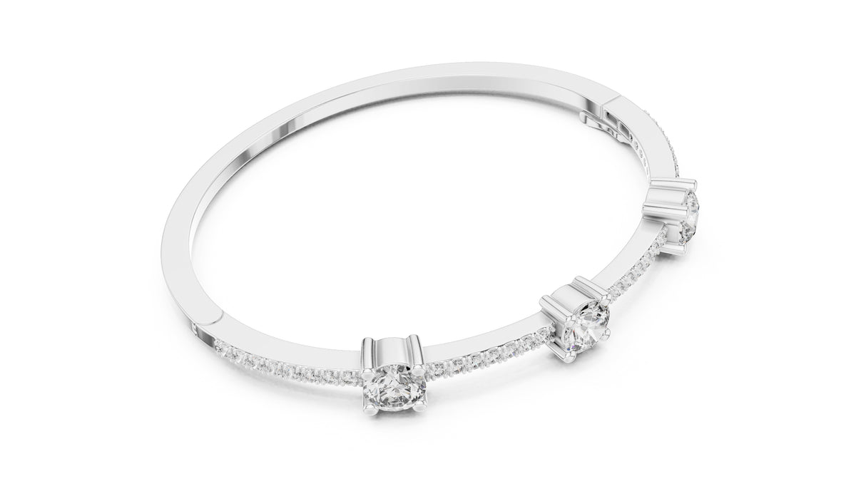 Triad Pavé Station Bangle White Gold