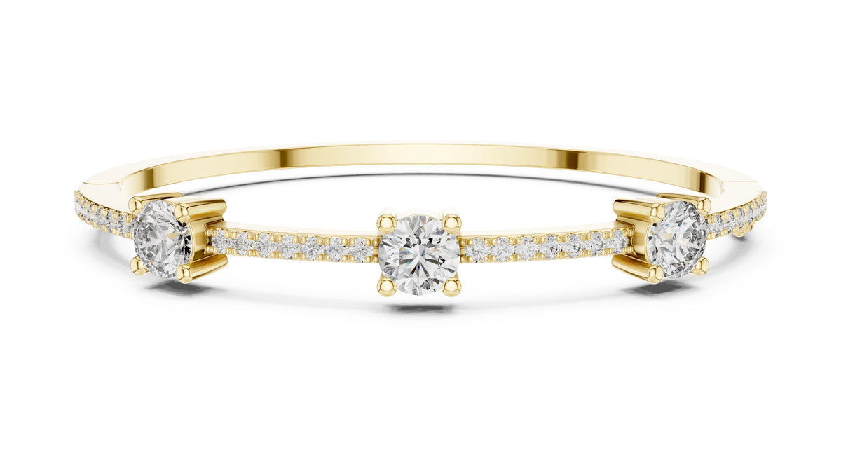 Triad Pavé Station Bangle Yellow Gold