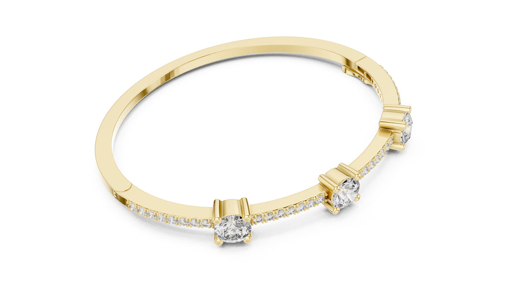Triad Pavé Station Bangle Yellow Gold