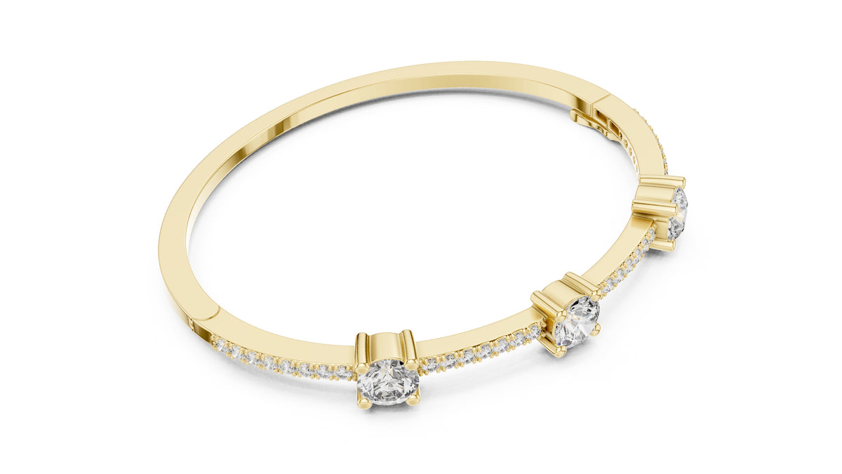 Triad Pavé Station Bangle Yellow Gold