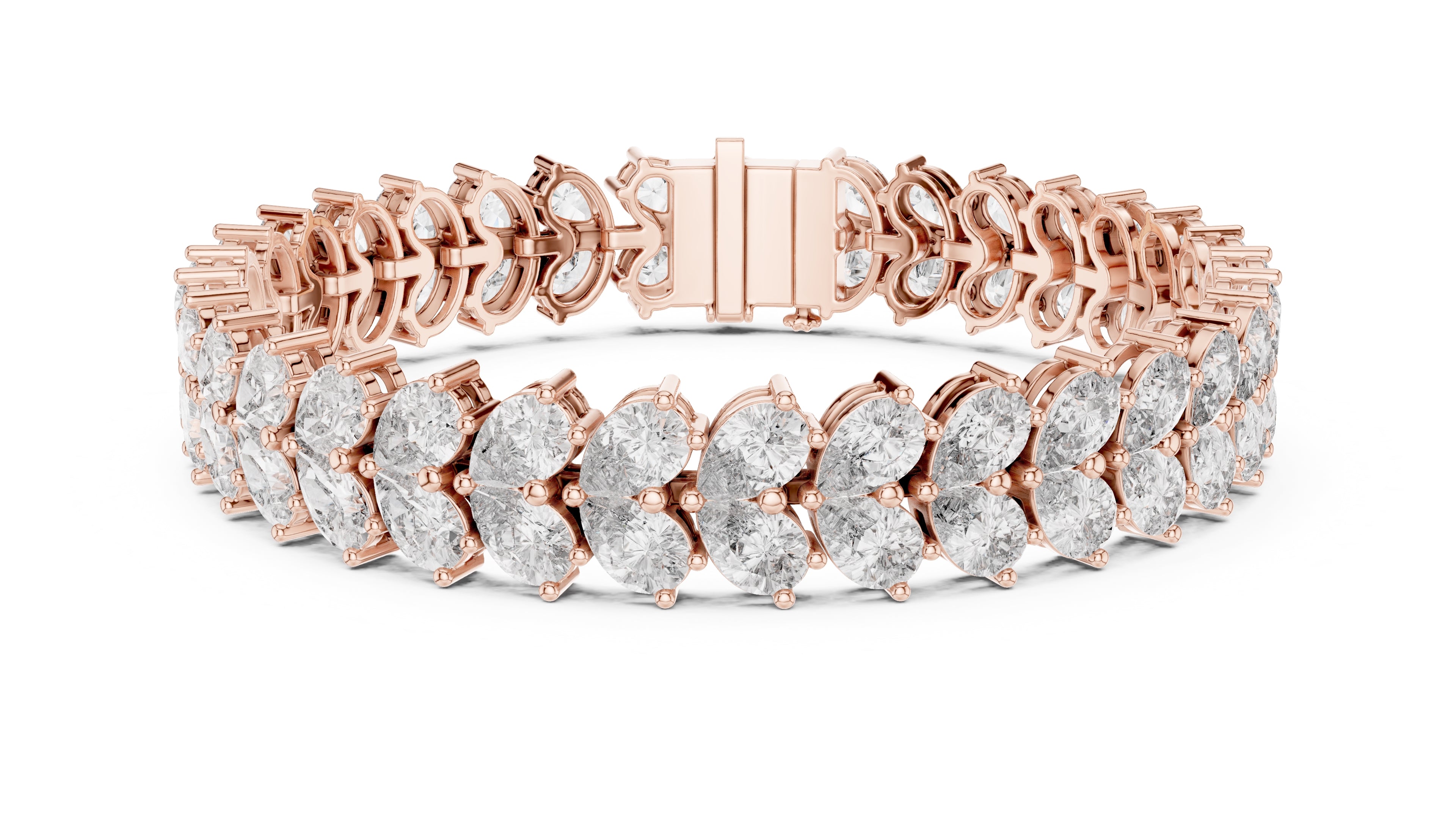 Duet Pear Tennis Chain Rose Gold