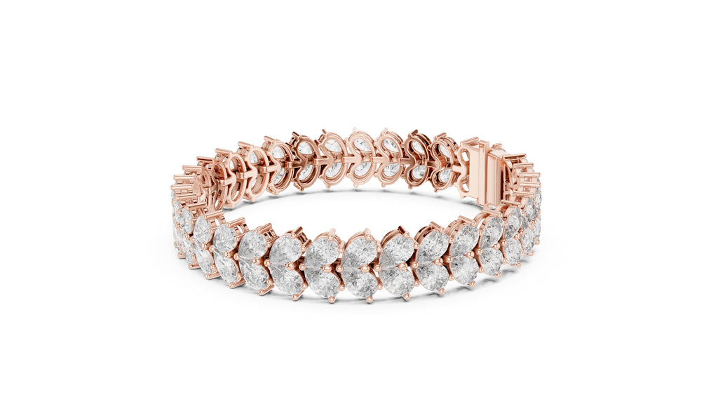 Duet Pear Tennis Chain Rose Gold