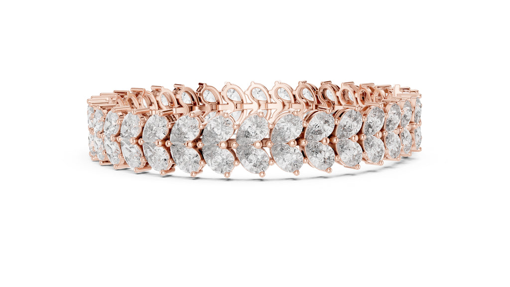 Duet Pear Tennis Chain Rose Gold