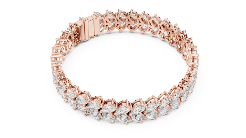 Duet Pear Tennis Chain Rose Gold