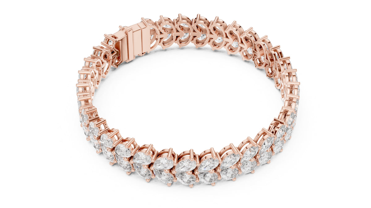 Duet Pear Tennis Chain Rose Gold