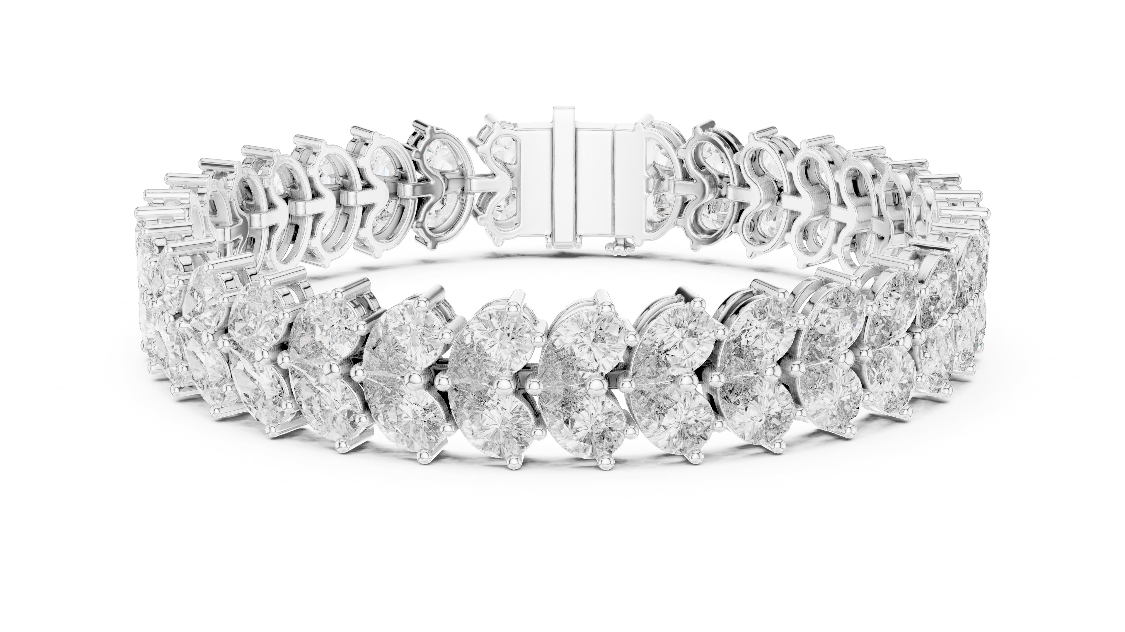 Duet Pear Tennis Chain White Gold