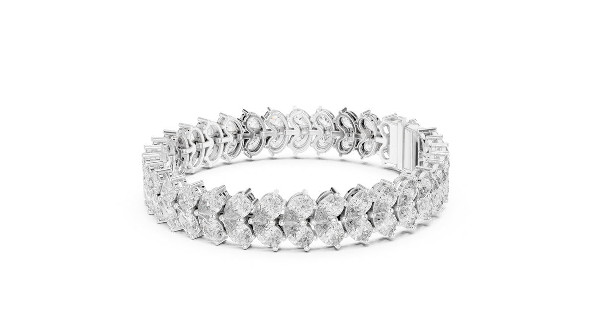 Duet Pear Tennis Chain White Gold