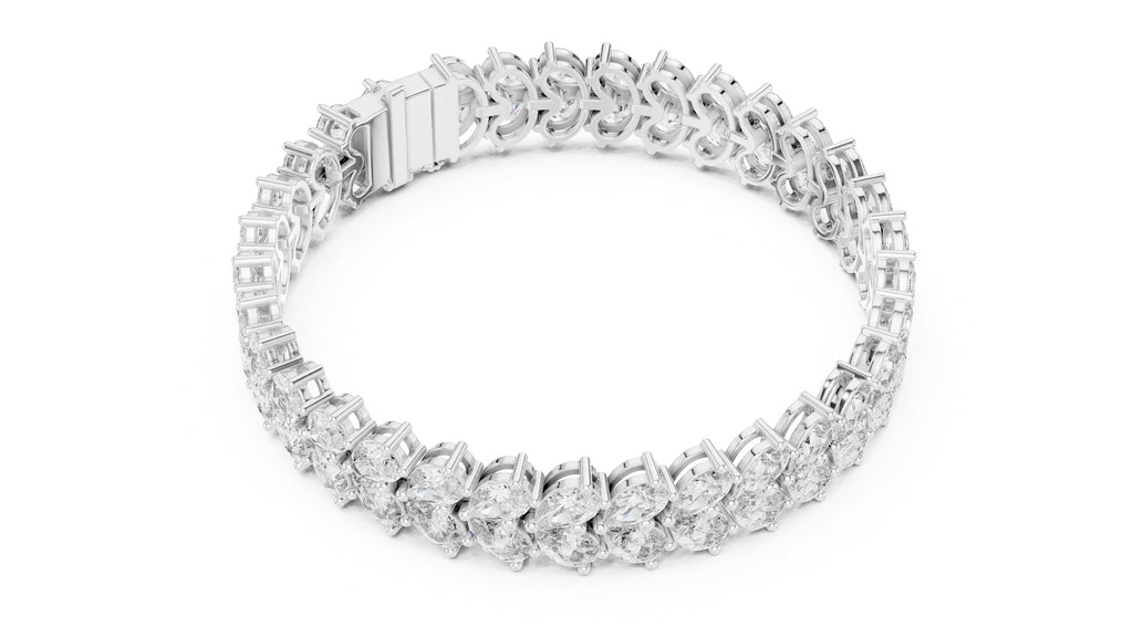Duet Pear Tennis Chain White Gold
