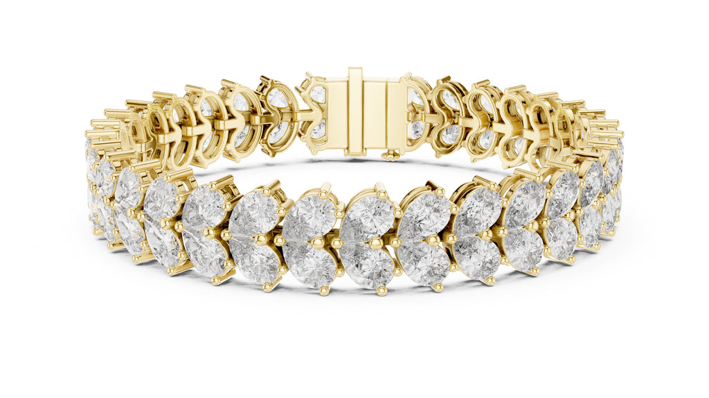 Duet Pear Tennis Chain Yellow Gold