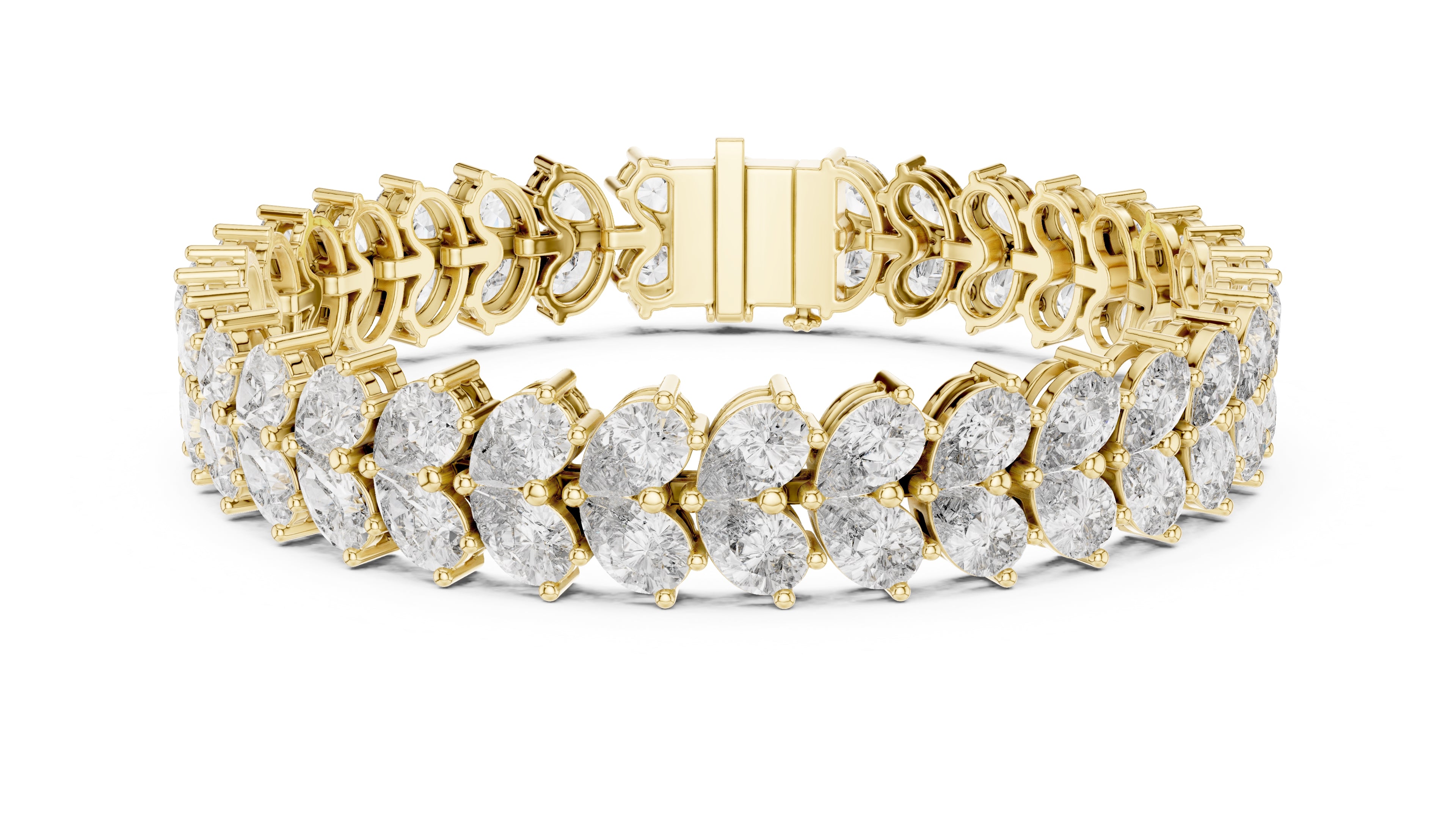 Duet Pear Tennis Chain Yellow Gold