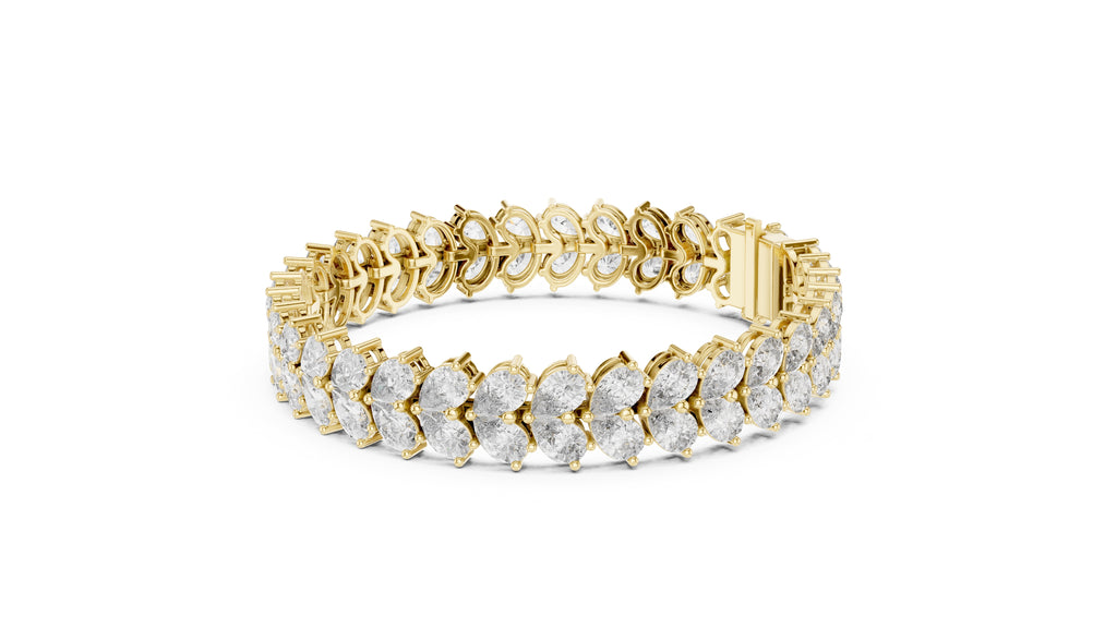Duet Pear Tennis Chain Yellow Gold