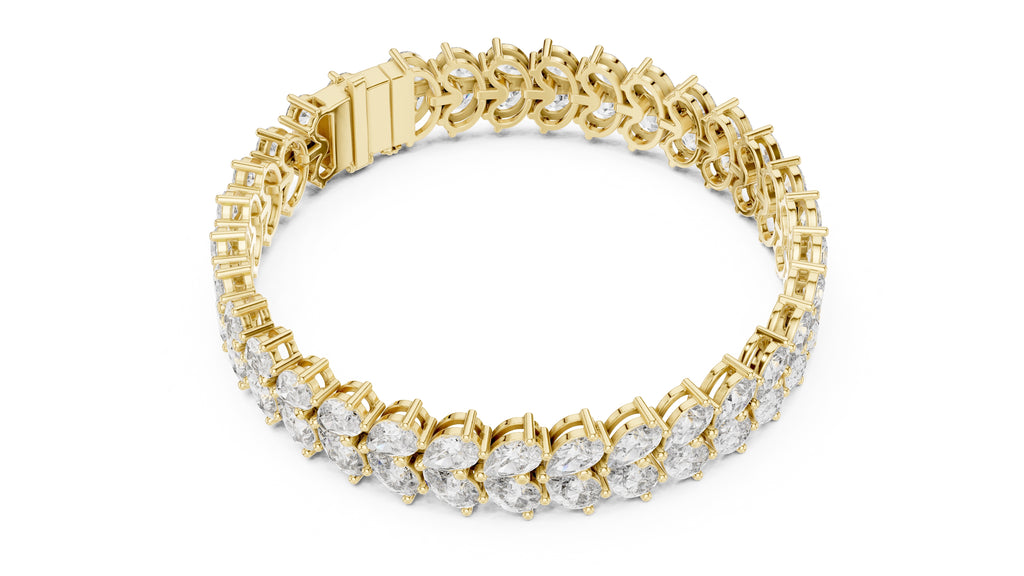 Duet Pear Tennis Chain Yellow Gold