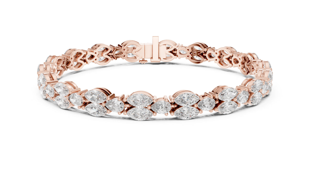 Marquise Mosaic Lab-Grown Tennis Bracelet Rose Gold