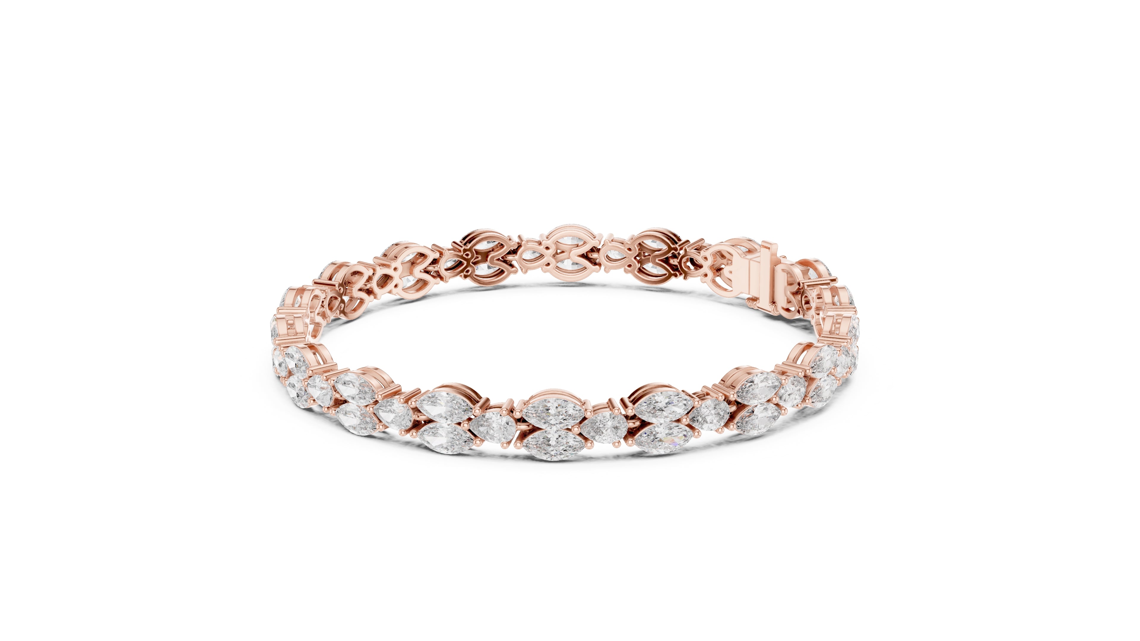 Marquise Mosaic Lab-Grown Tennis Bracelet Rose Gold