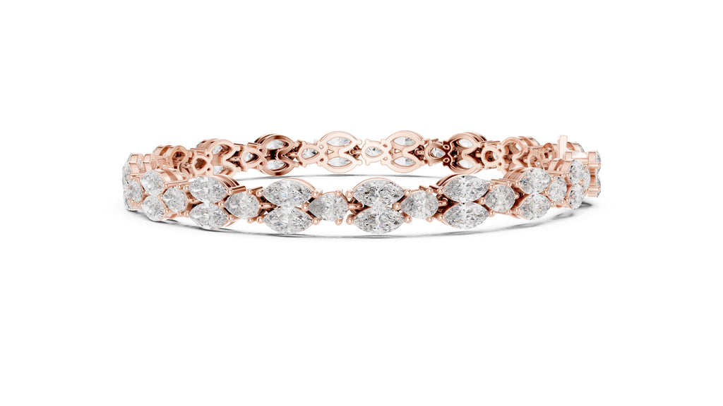 Marquise Mosaic Lab-Grown Tennis Bracelet Rose Gold