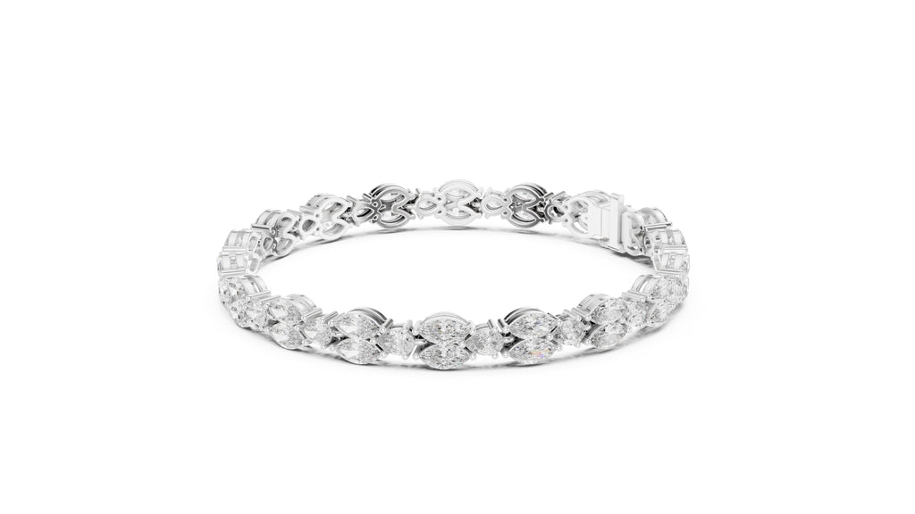 Marquise Mosaic Lab-Grown Tennis Bracelet White Gold