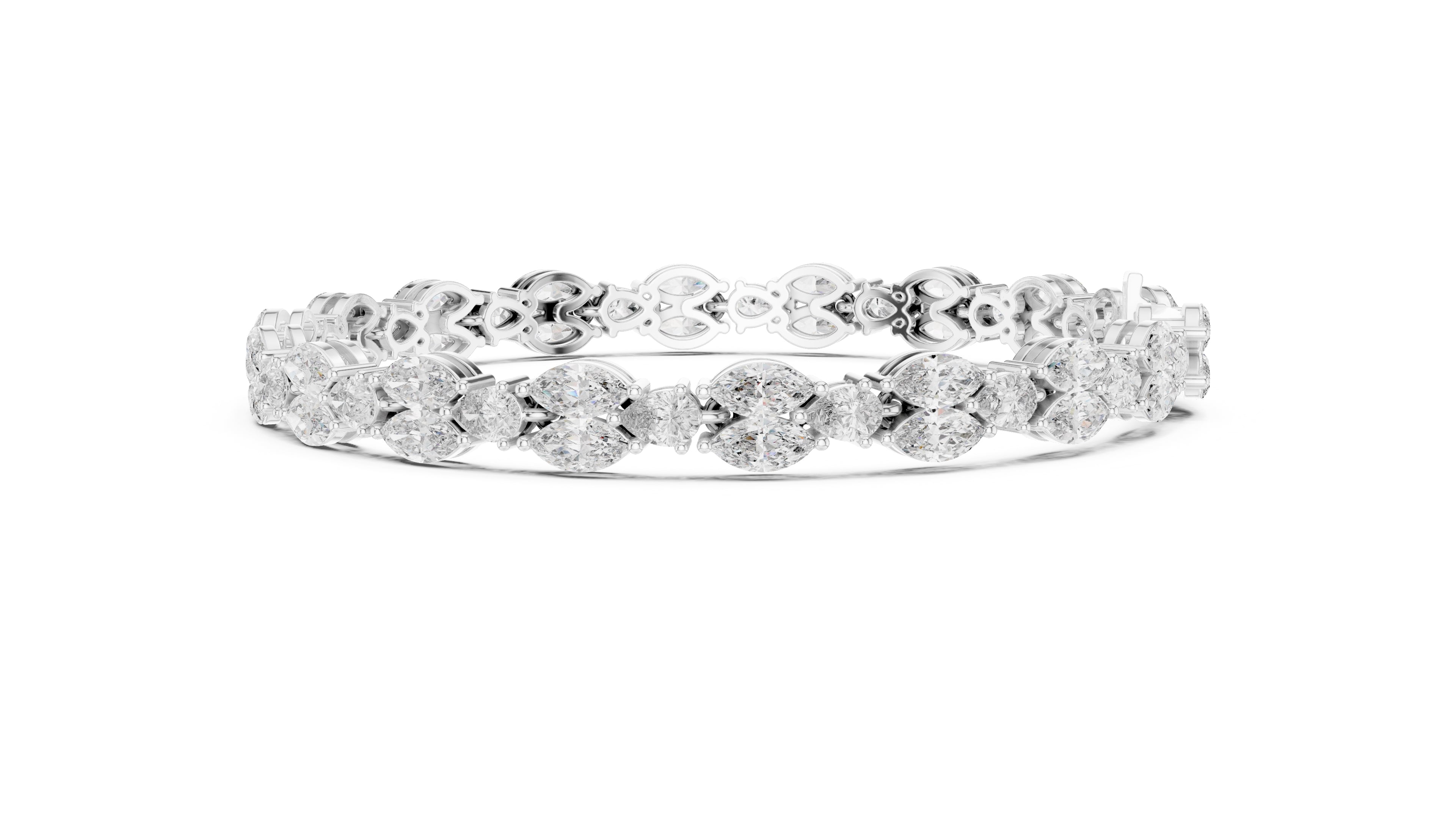 Marquise Mosaic Lab-Grown Tennis Bracelet White Gold