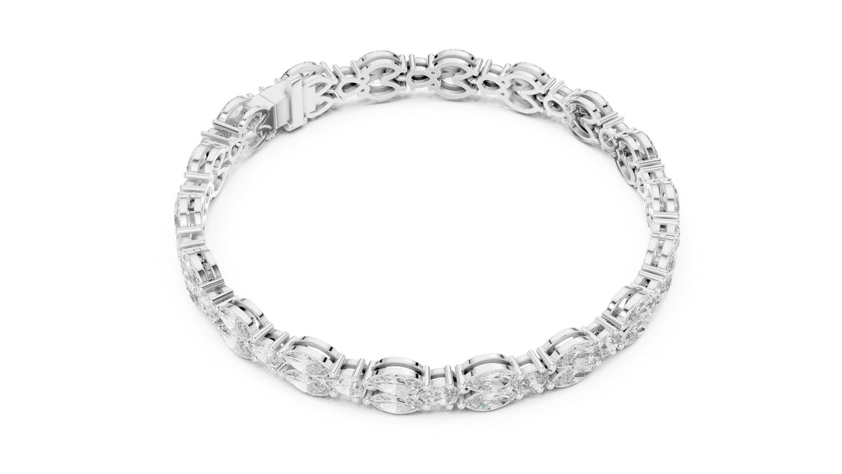 Marquise Mosaic Lab-Grown Tennis Bracelet White Gold