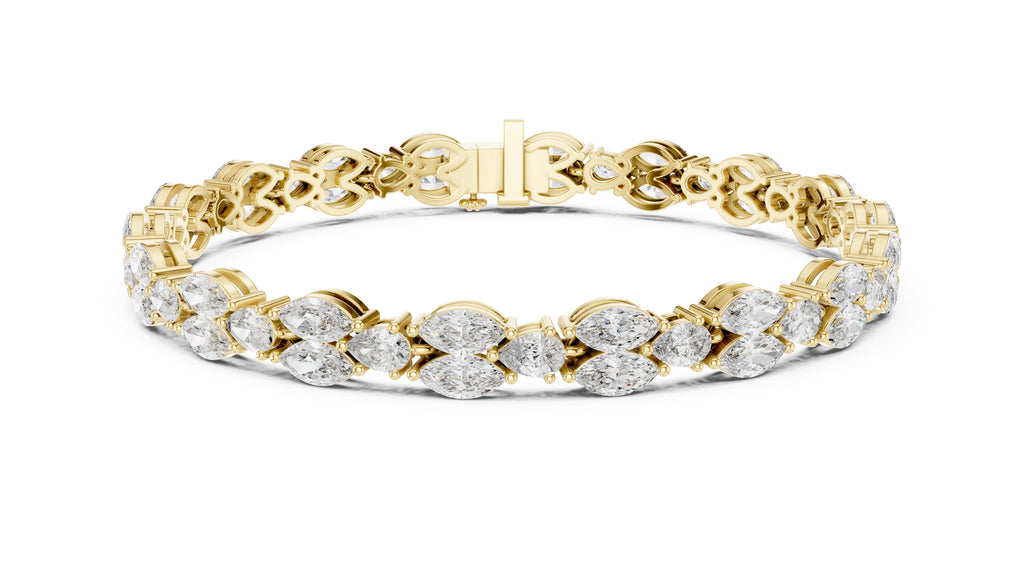 Marquise Mosaic Lab-Grown Tennis Bracelet Yellow Gold