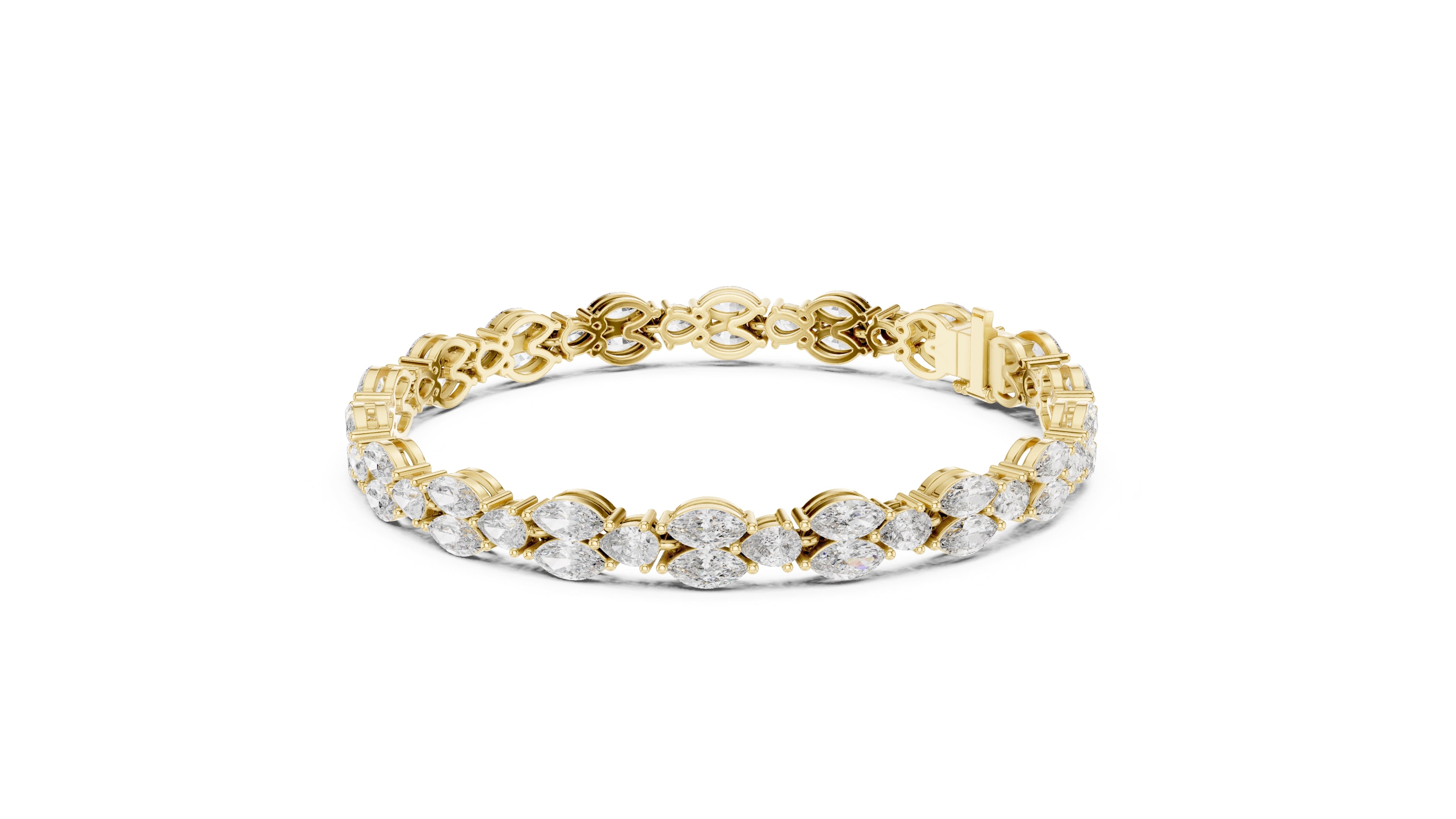 Marquise Mosaic Lab-Grown Tennis Bracelet Yellow Gold