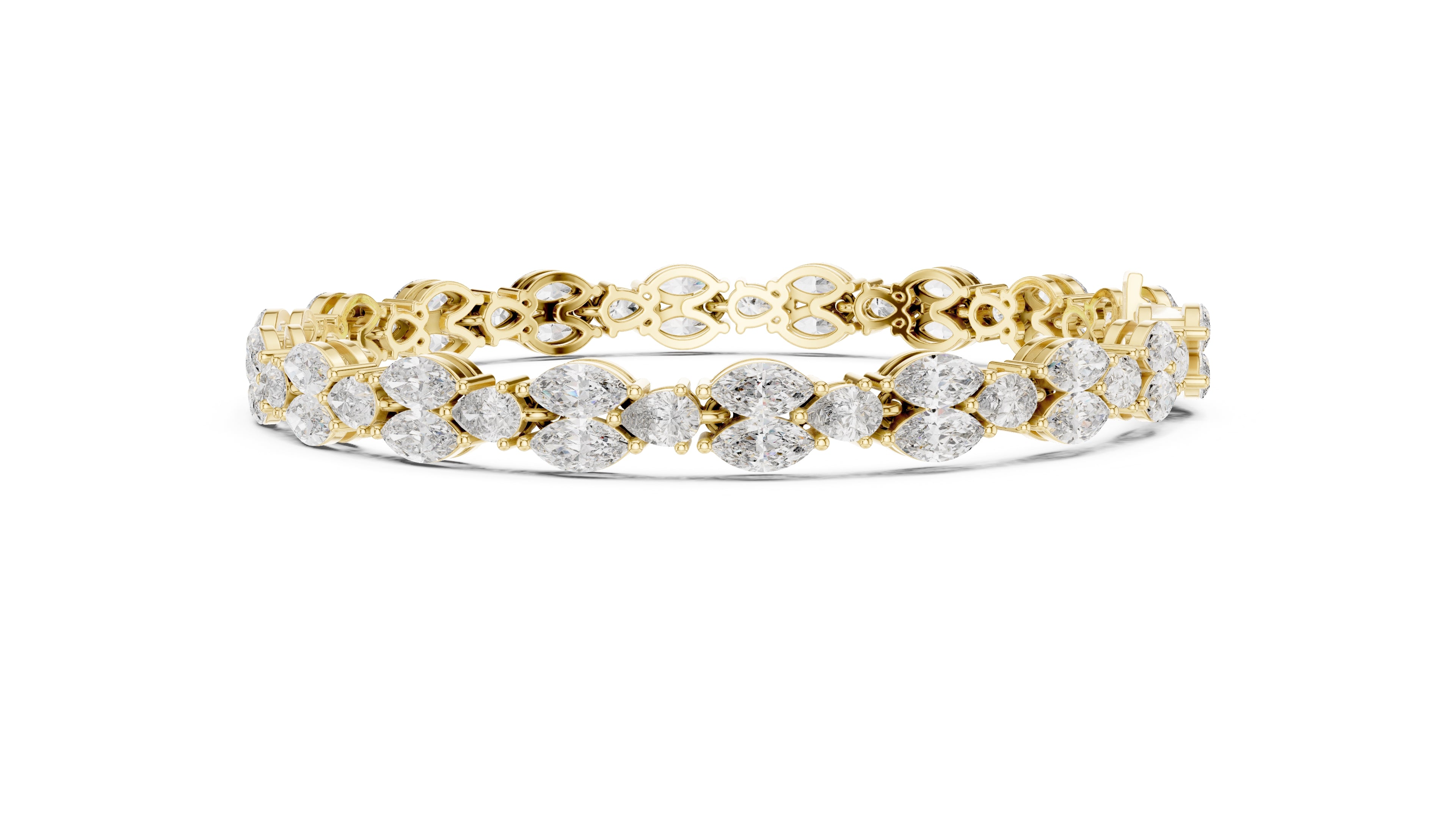 Marquise Mosaic Lab-Grown Tennis Bracelet Yellow Gold