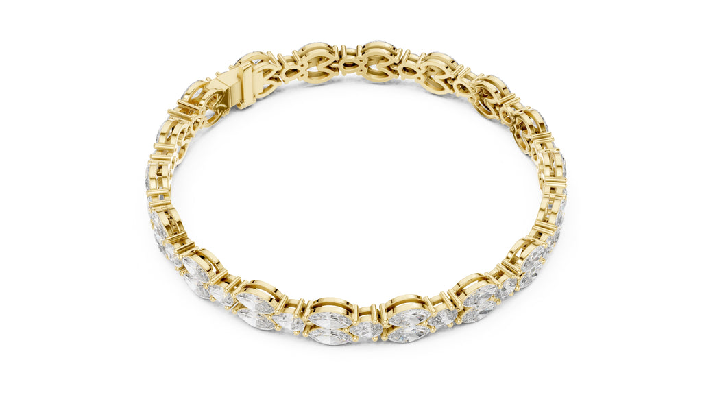 Marquise Mosaic Lab-Grown Tennis Bracelet Yellow Gold