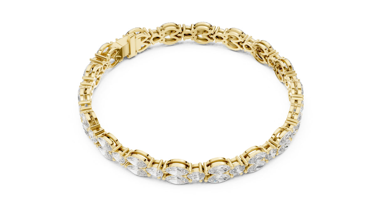 Marquise Mosaic Lab-Grown Tennis Bracelet Yellow Gold