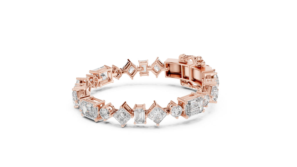 Multi-Cut Symphony Lab-Grown Tennis Bracelet Rose Gold