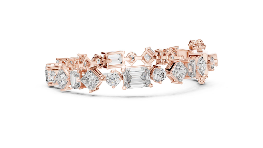 Multi-Cut Symphony Lab-Grown Tennis Bracelet Rose Gold