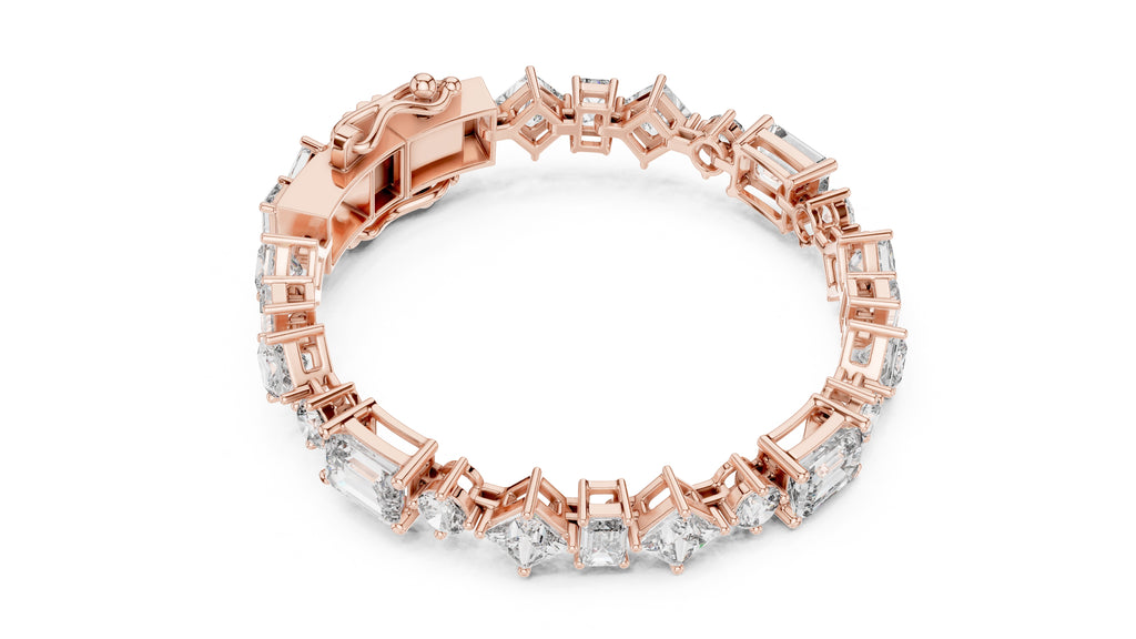 Multi-Cut Symphony Lab-Grown Tennis Bracelet Rose Gold