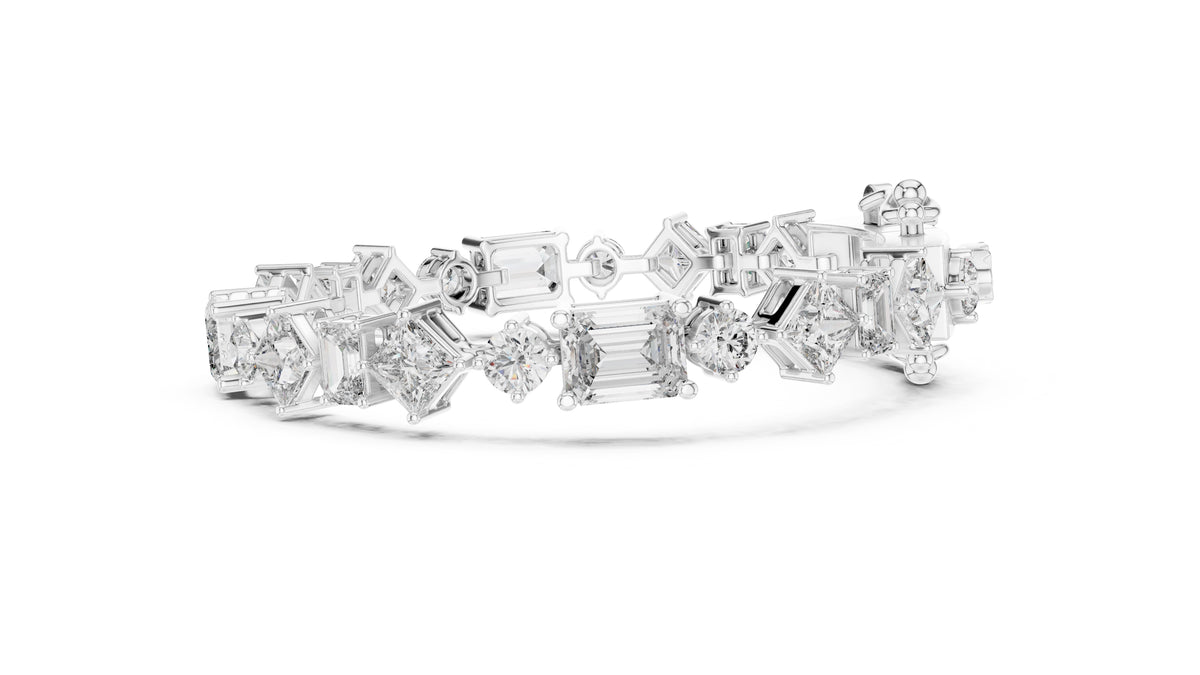 Multi-Cut Symphony Lab-Grown Tennis Bracelet White Gold