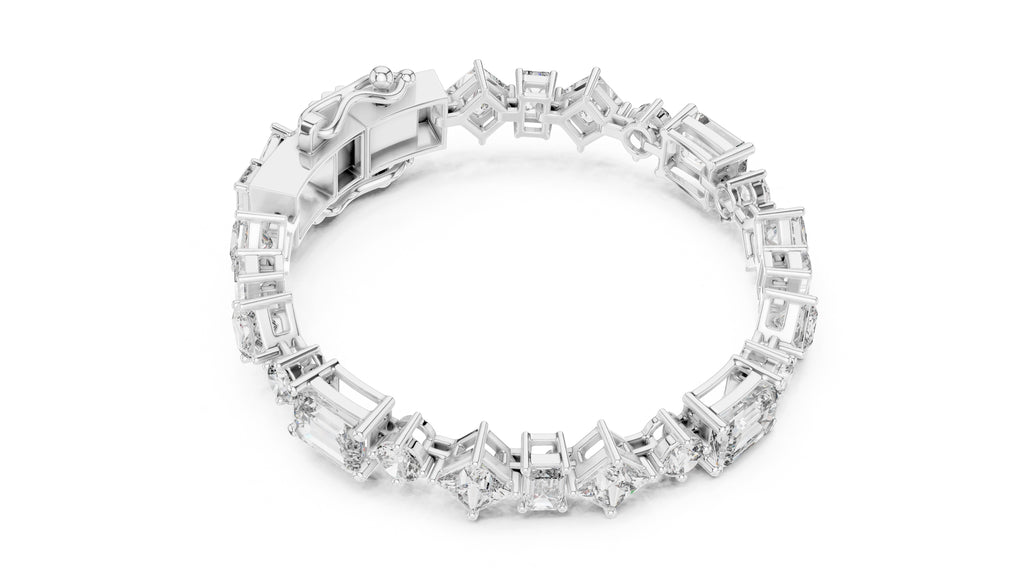 Multi-Cut Symphony Lab-Grown Tennis Bracelet White Gold