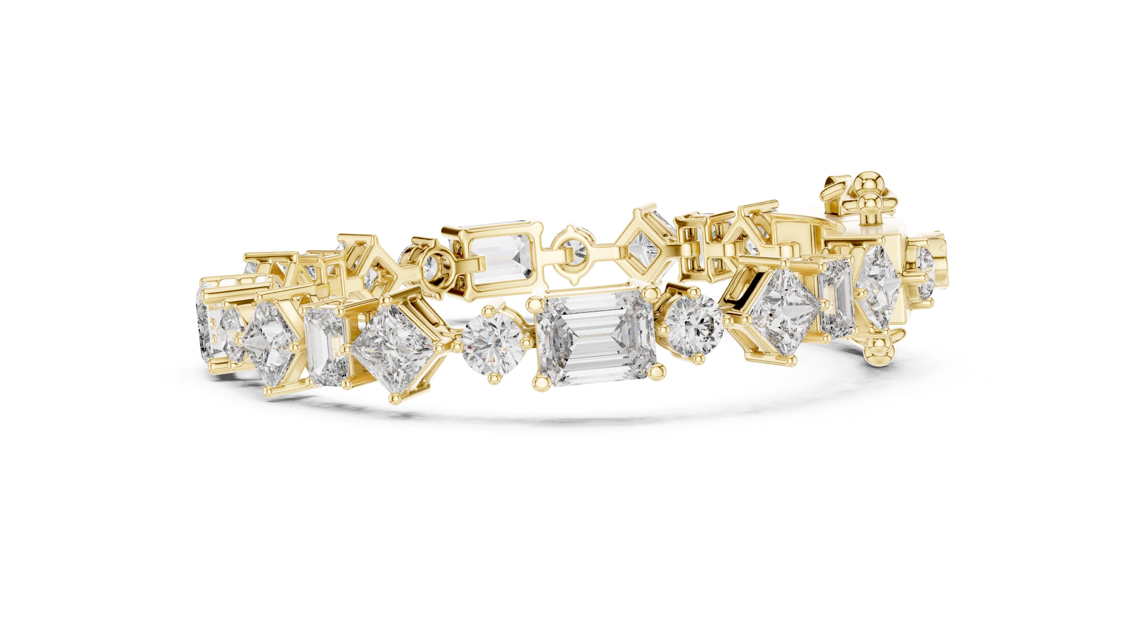 Multi-Cut Symphony Lab-Grown Tennis Bracelet Yellow Gold