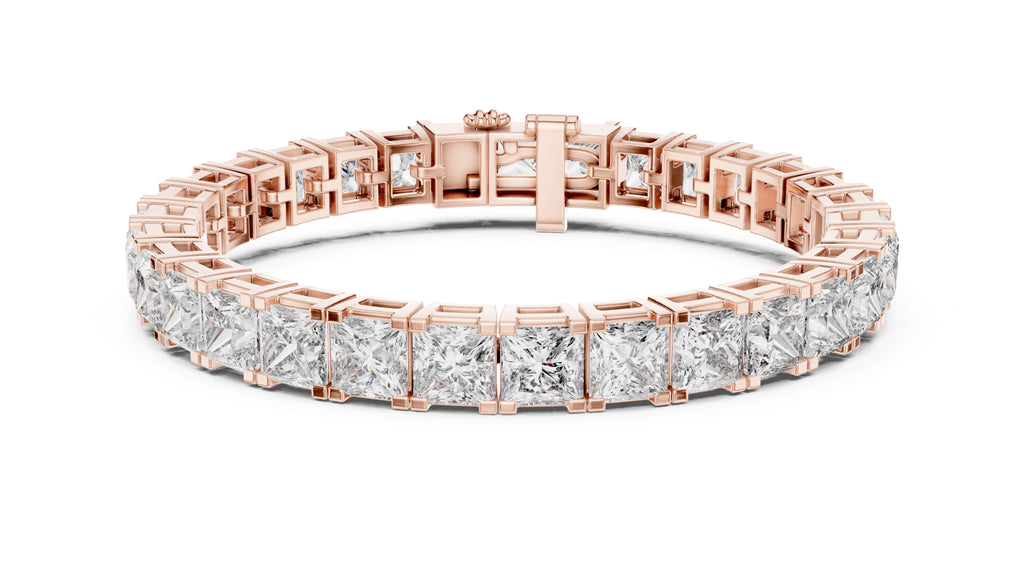 Princess cut Lab-Grown Tennis Bracelet Rose Gold