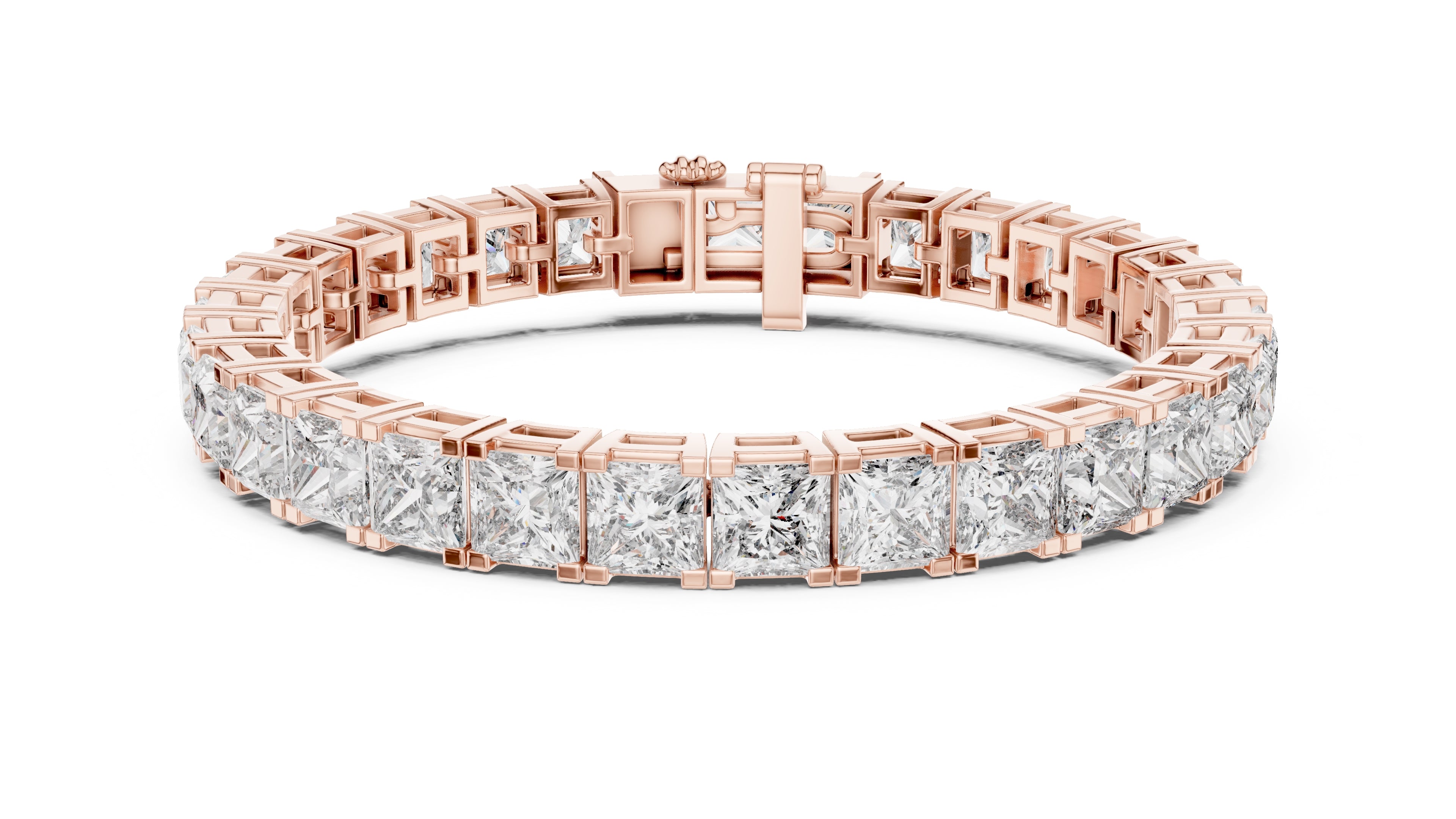 Princess cut Lab-Grown Tennis Bracelet Rose Gold