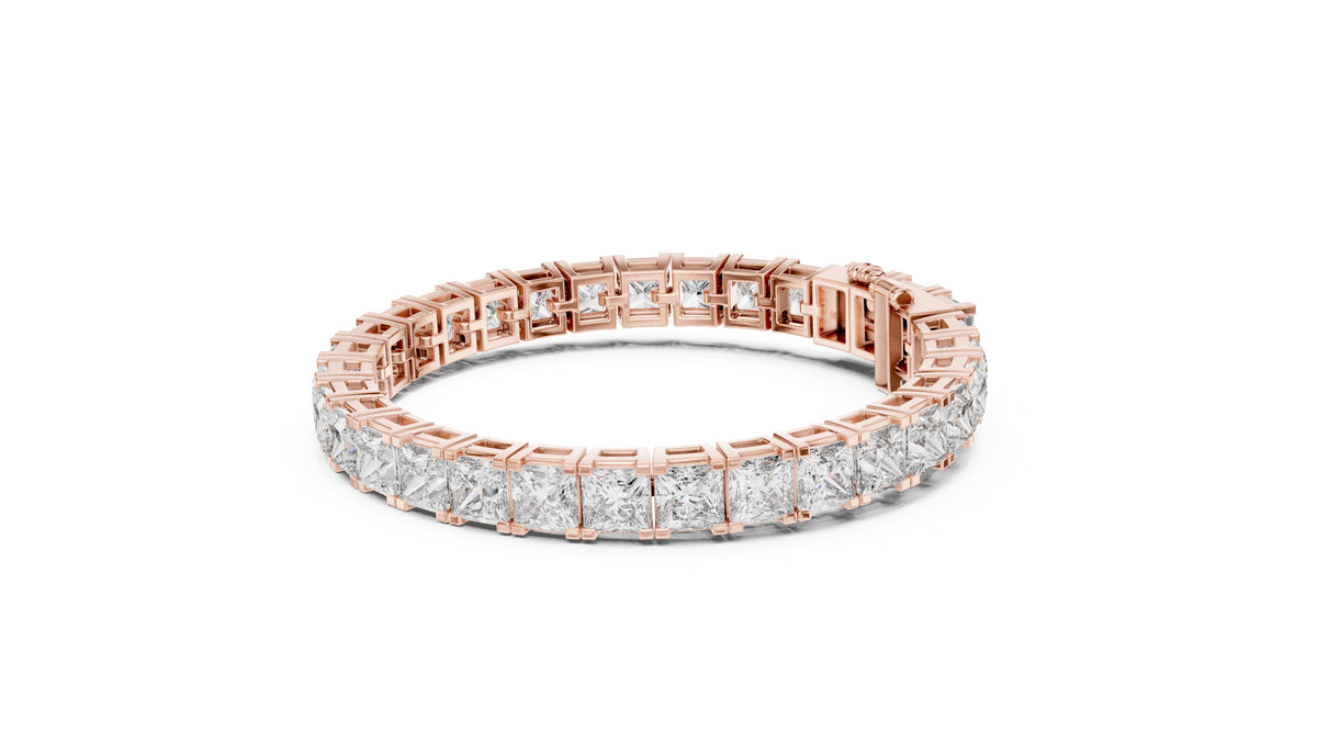 Princess cut Lab-Grown Tennis Bracelet Rose Gold