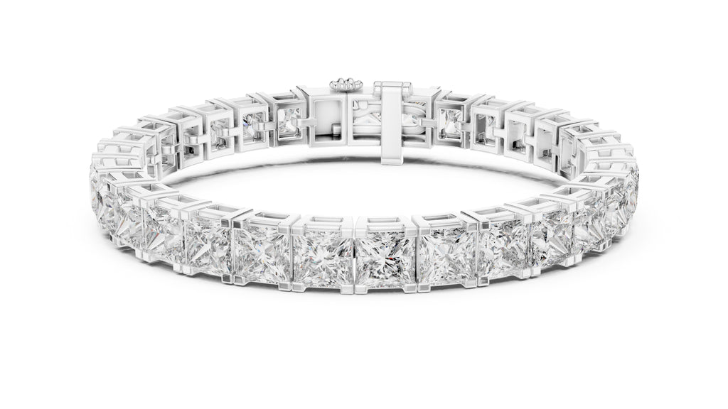Princess cut Lab-Grown Tennis Bracelet White Gold