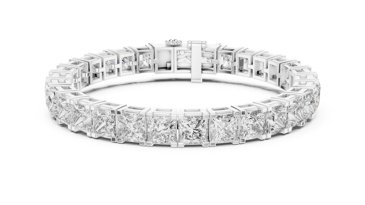 Princess cut Lab-Grown Tennis Bracelet White Gold