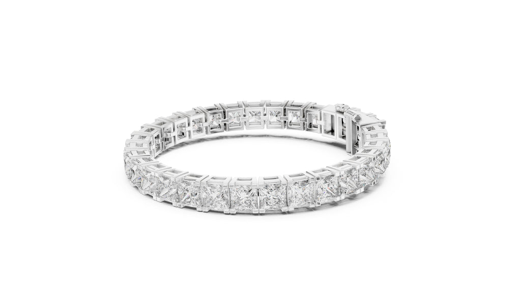 Princess cut Lab-Grown Tennis Bracelet White Gold
