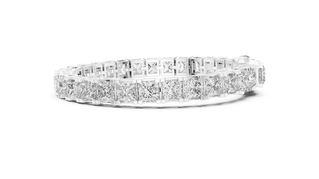 Princess cut Lab-Grown Tennis Bracelet White Gold