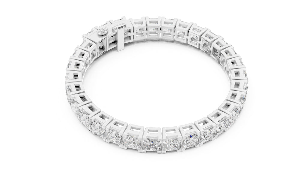 Princess cut Lab-Grown Tennis Bracelet White Gold