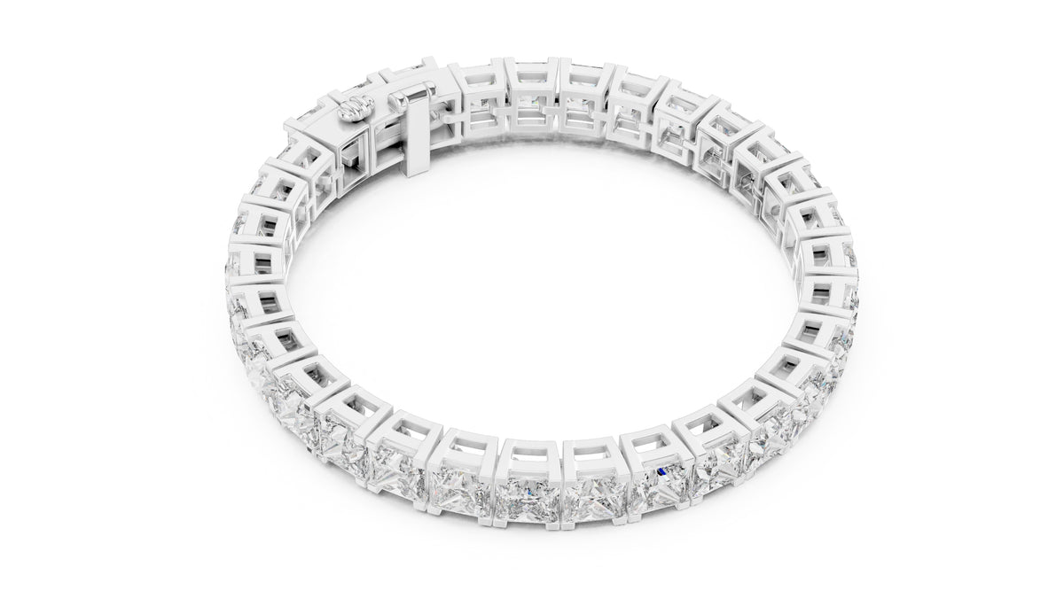 Princess cut Lab-Grown Tennis Bracelet White Gold
