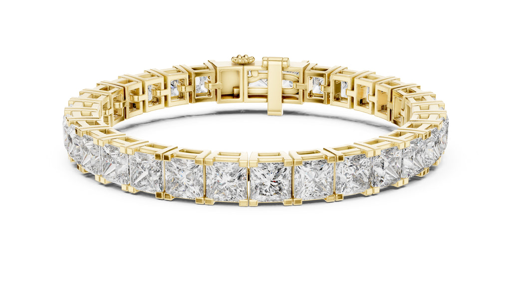 Princess cut Lab-Grown Tennis Bracelet Yellow Gold