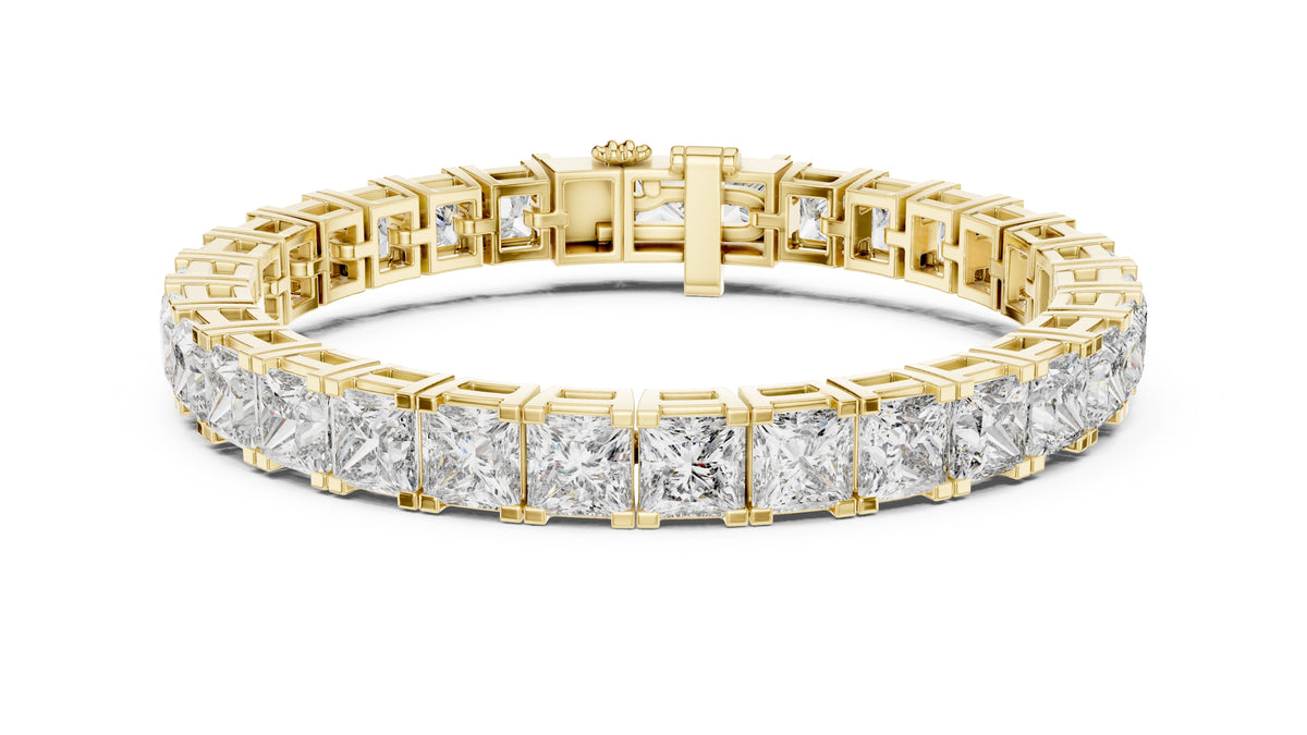 Princess cut Lab-Grown Tennis Bracelet Yellow Gold