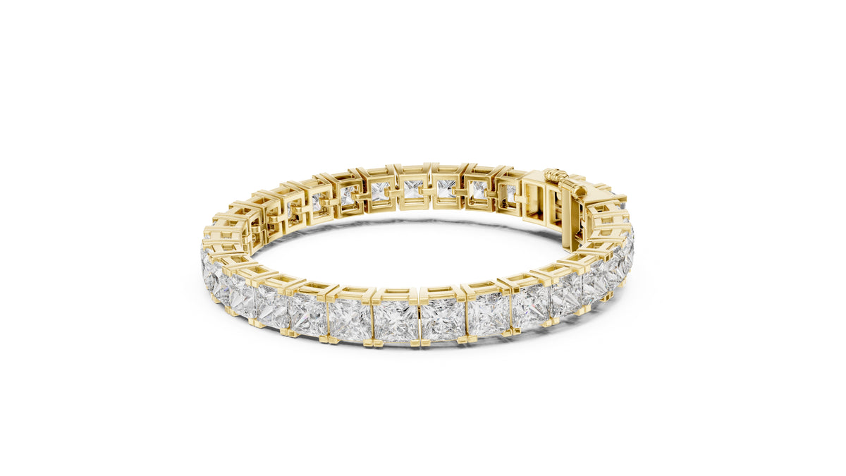 Princess cut Lab-Grown Tennis Bracelet Yellow Gold