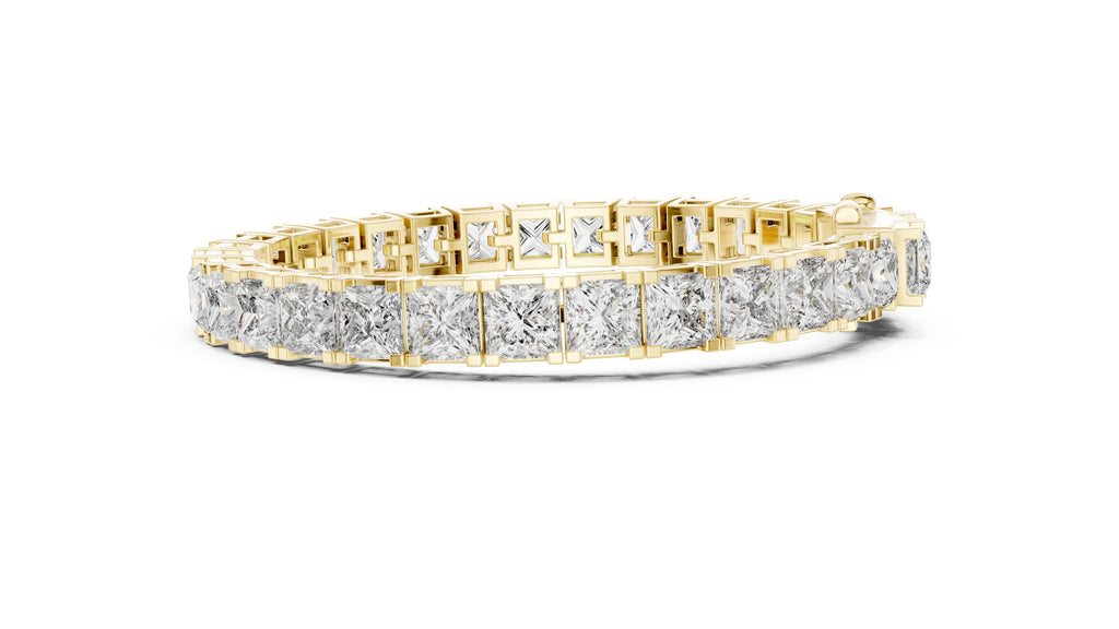 Princess cut Lab-Grown Tennis Bracelet Yellow Gold