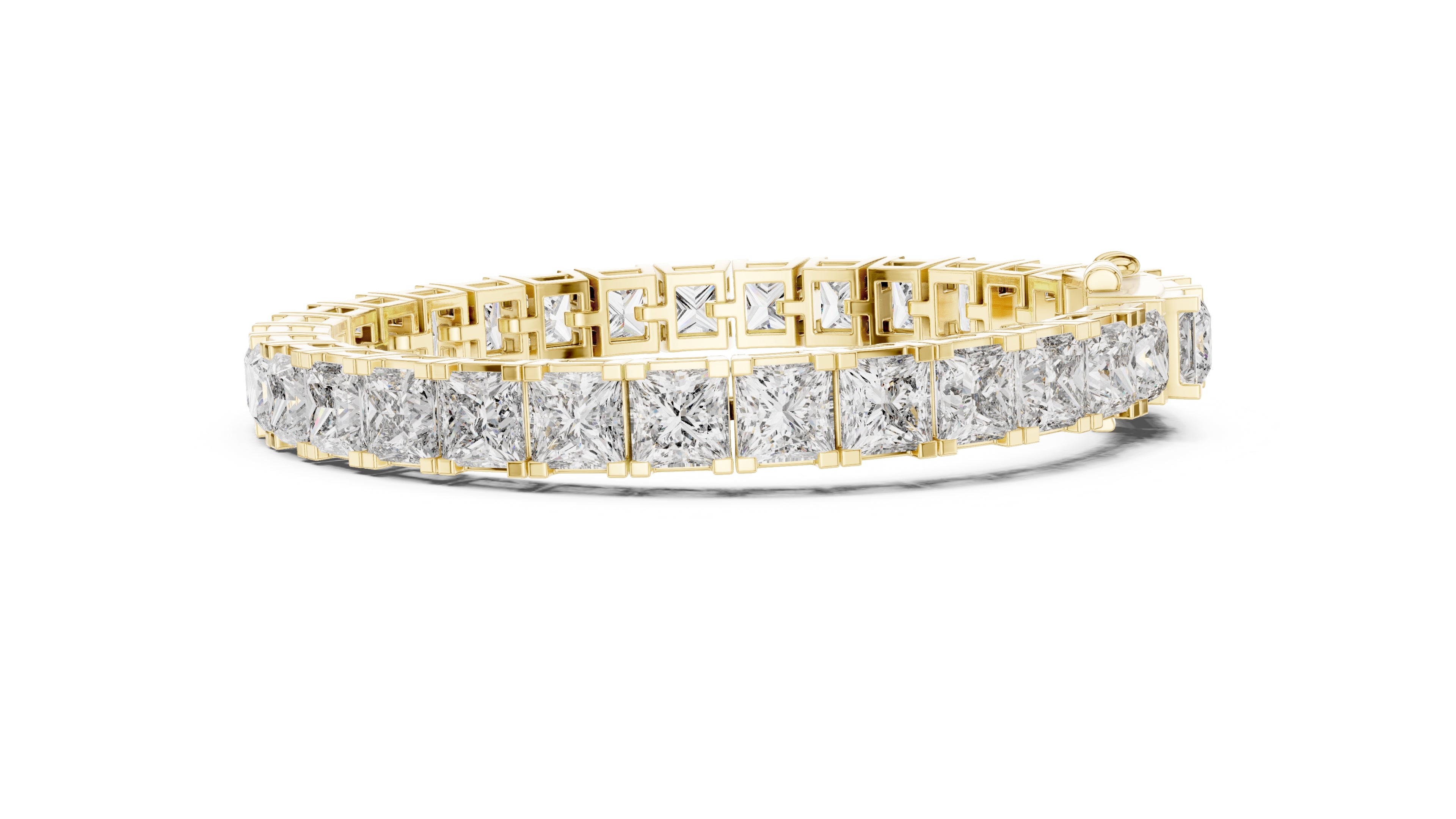 Princess cut Lab-Grown Tennis Bracelet Yellow Gold