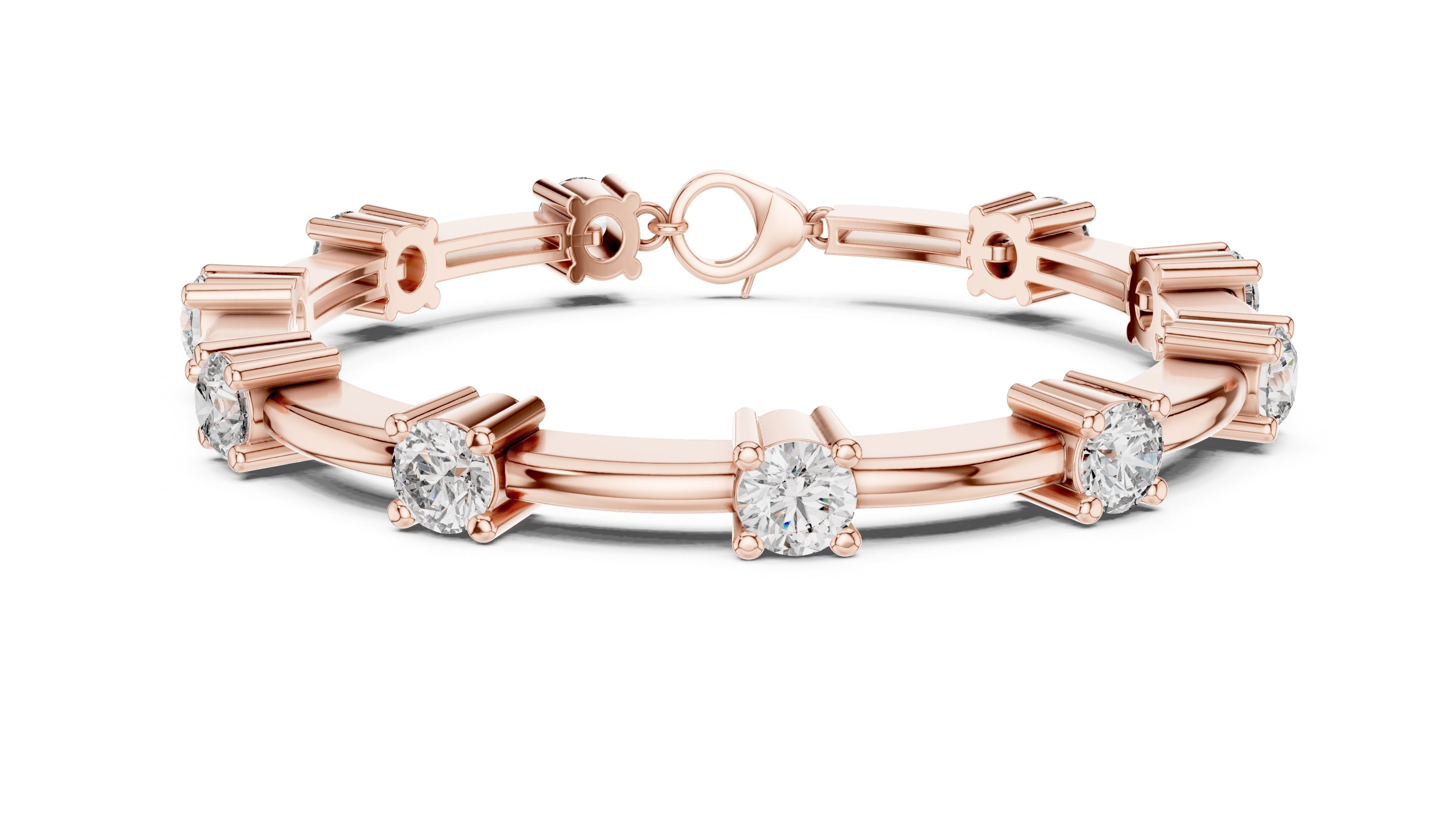Solitaire Station Lab-Grown Tennis Bracelet Rose Gold