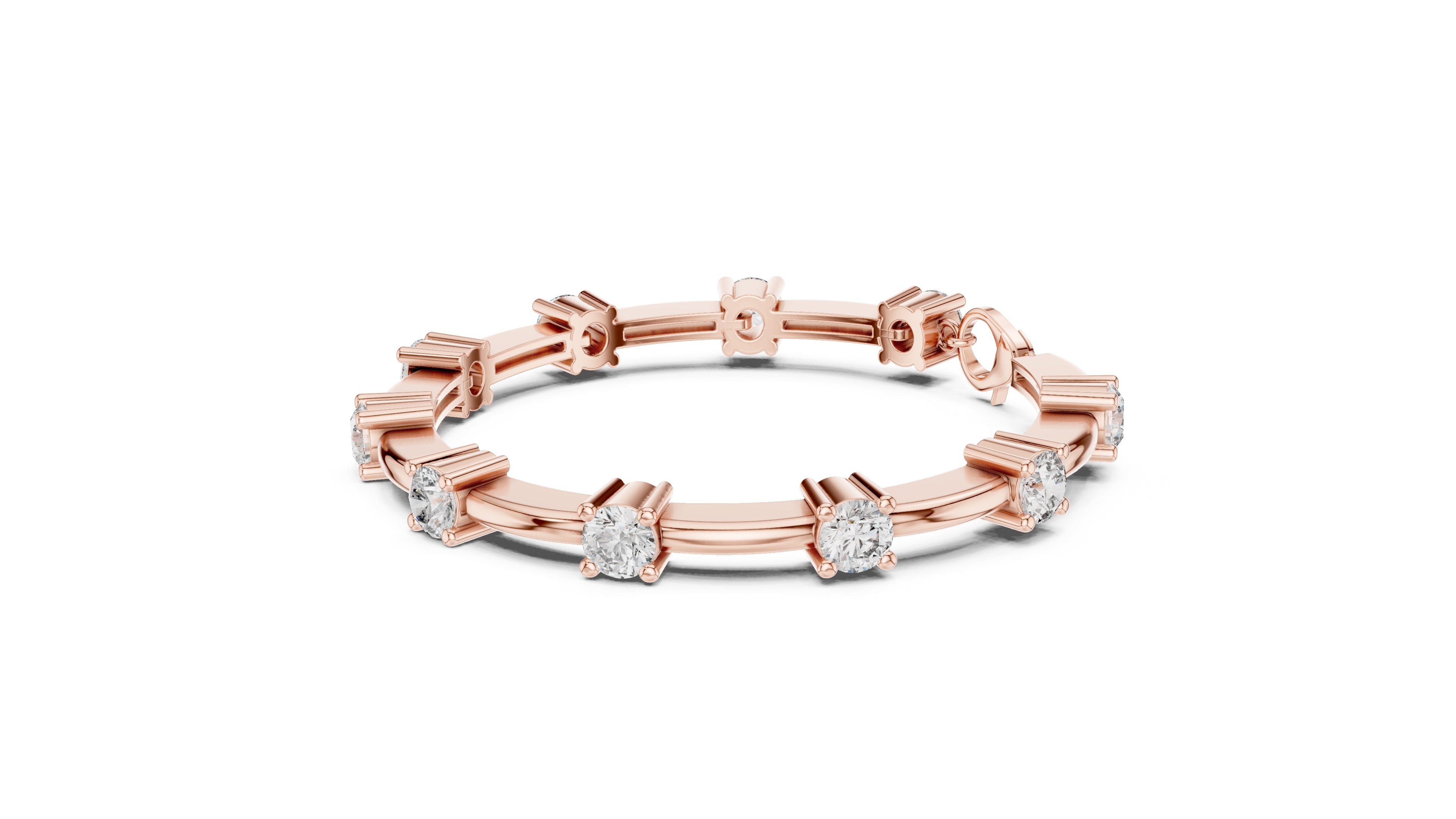 Solitaire Station Lab-Grown Tennis Bracelet Rose Gold